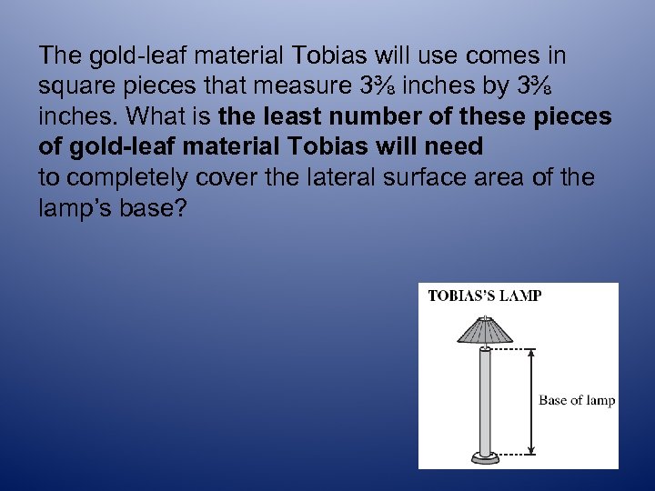 The gold-leaf material Tobias will use comes in square pieces that measure 3⅜ inches