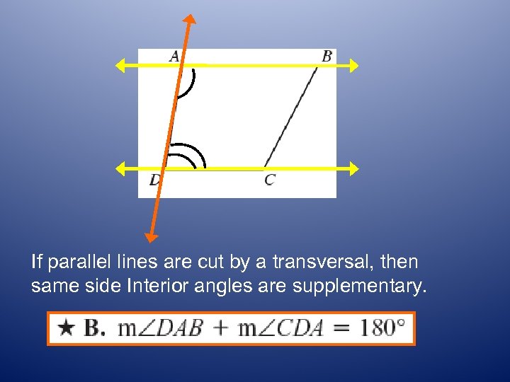 If parallel lines are cut by a transversal, then same side Interior angles are