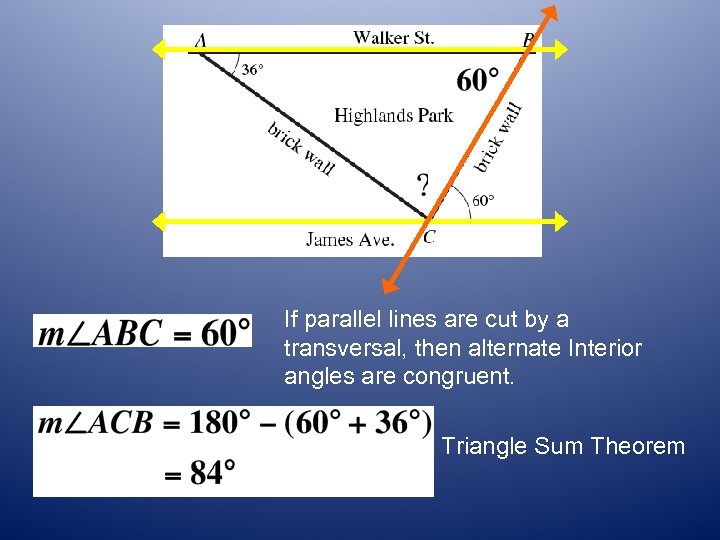 If parallel lines are cut by a transversal, then alternate Interior angles are congruent.