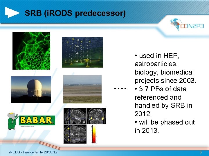 SRB (i. RODS predecessor) …. i. RODS - France Grille 26/06/12 • used in