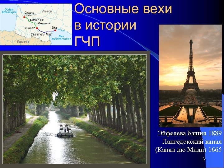 Основные вехи в истории ГЧП Эйфелева башня 1889 Лангедокский канал (Канал дю Миди) 1665