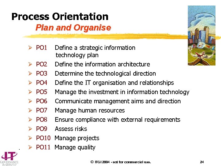 Process Orientation Plan and Organise Ø PO 1 Define a strategic information technology plan