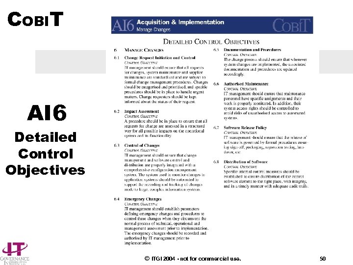 COBIT AI 6 Detailed Control Objectives © ITGI 2004 - not for commercial use.