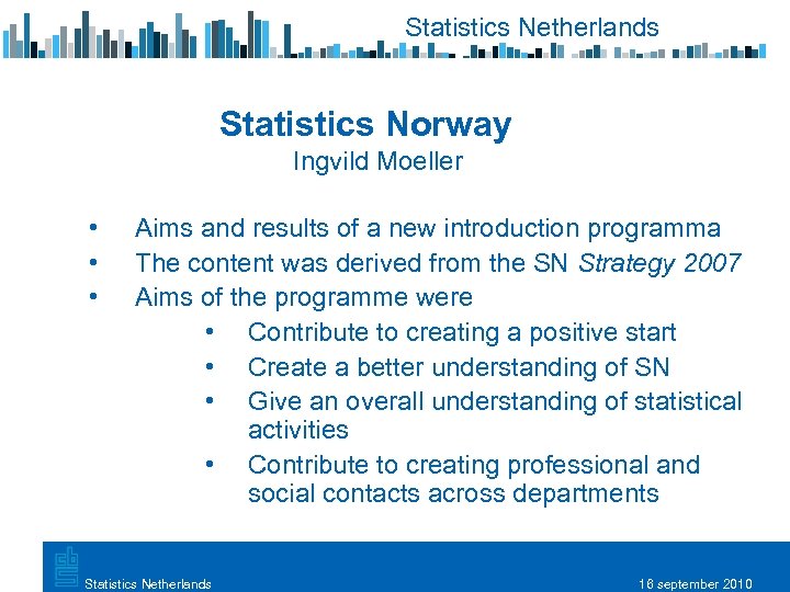 Statistics Netherlands Statistics Norway Ingvild Moeller • • • Aims and results of a