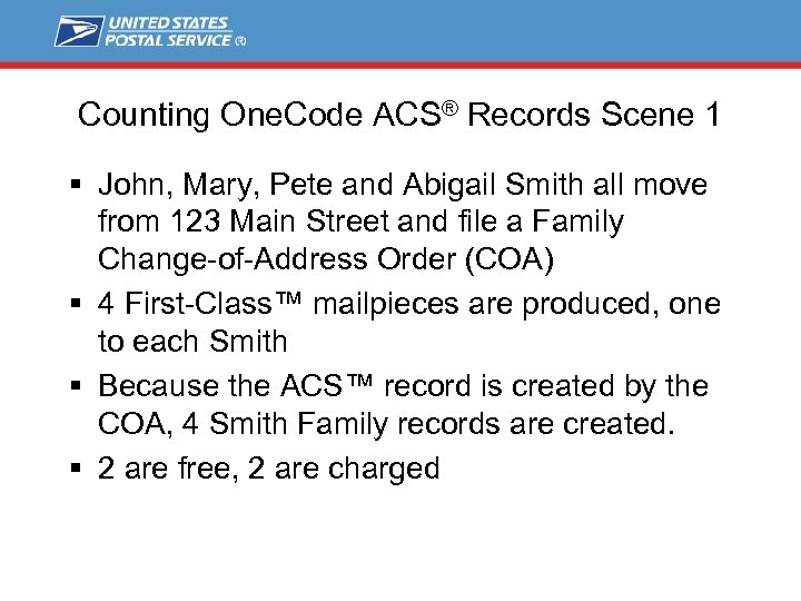 Counting One. Code ACS® Records Scene 1 § John, Mary, Pete and Abigail Smith