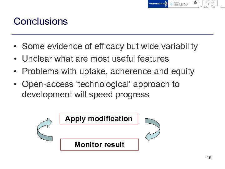 Conclusions • • Some evidence of efficacy but wide variability Unclear what are most