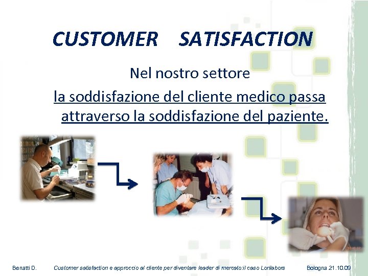 CUSTOMER SATISFACTION Nel nostro settore la soddisfazione del cliente medico passa attraverso la soddisfazione