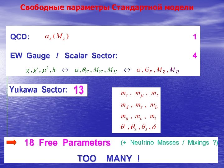 Свободные параметры Стандартной модели 