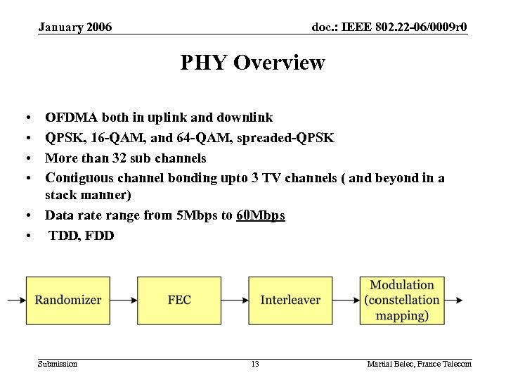 January 2006 doc. : IEEE 802. 22 -06/0009 r 0 PHY Overview • •
