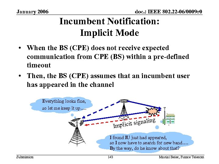 January 2006 doc. : IEEE 802. 22 -06/0009 r 0 Incumbent Notification: Implicit Mode