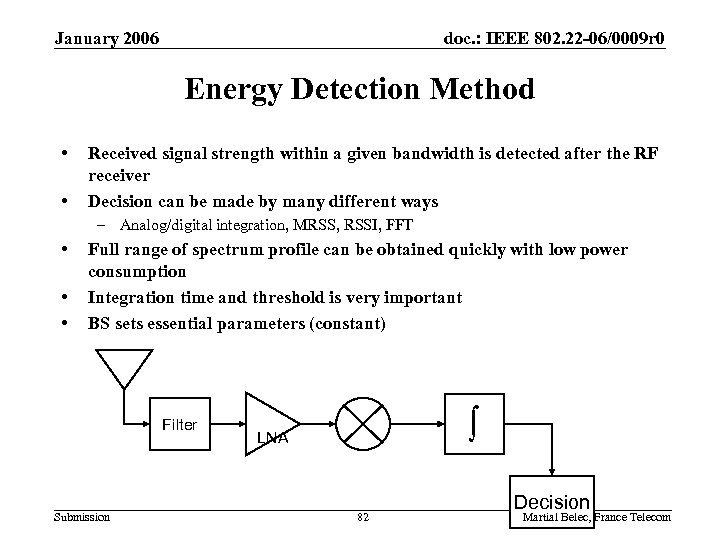 January 2006 doc. : IEEE 802. 22 -06/0009 r 0 Energy Detection Method •