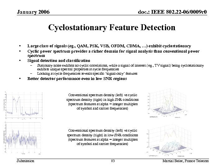 January 2006 doc. : IEEE 802. 22 -06/0009 r 0 Cyclostationary Feature Detection •