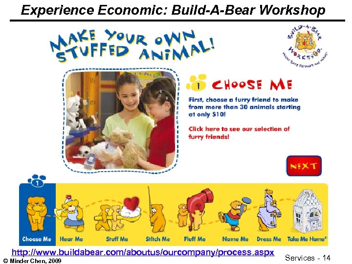 Experience Economic: Build-A-Bear Workshop http: //www. buildabear. com/aboutus/ourcompany/process. aspx © Minder Chen, 2009 Services