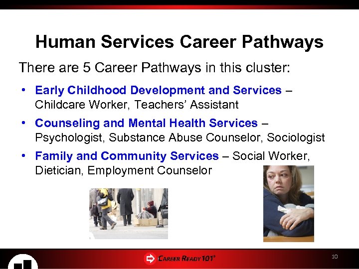 Human Services Career Pathways There are 5 Career Pathways in this cluster: • Early