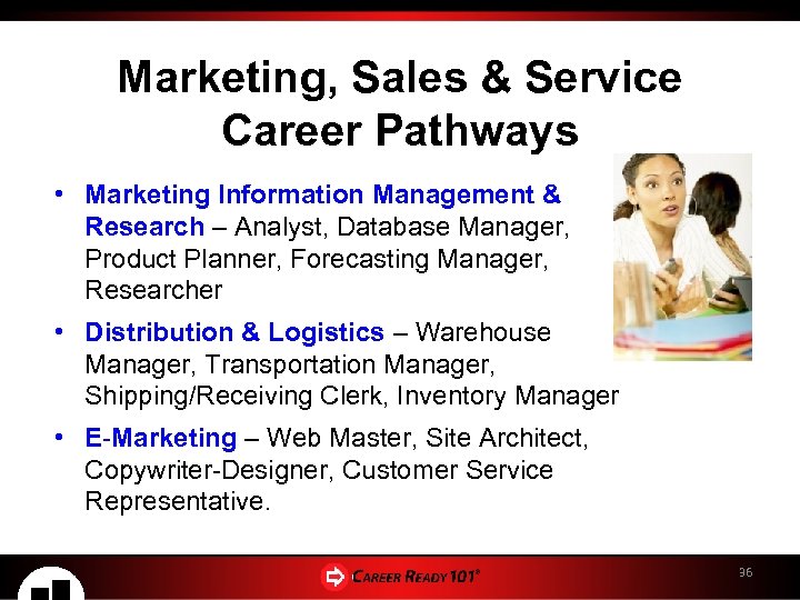 Marketing, Sales & Service Career Pathways • Marketing Information Management & Research – Analyst,