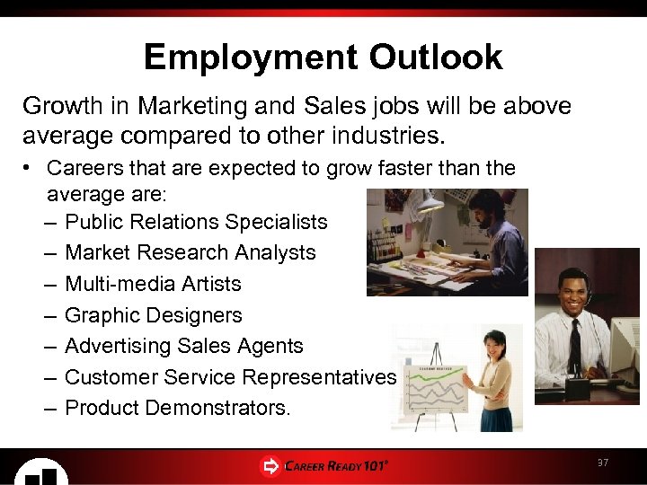 Employment Outlook Growth in Marketing and Sales jobs will be above average compared to