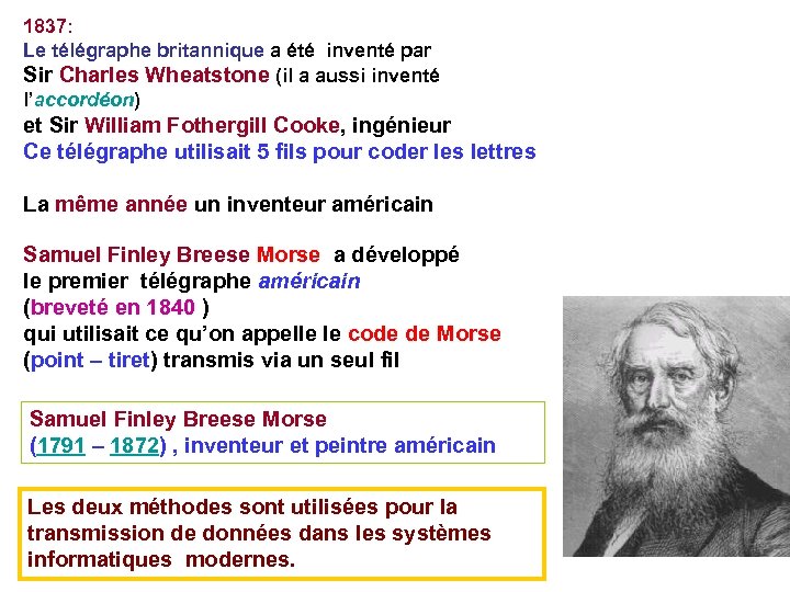 1837: Le télégraphe britannique a été inventé par Sir Charles Wheatstone (il a aussi
