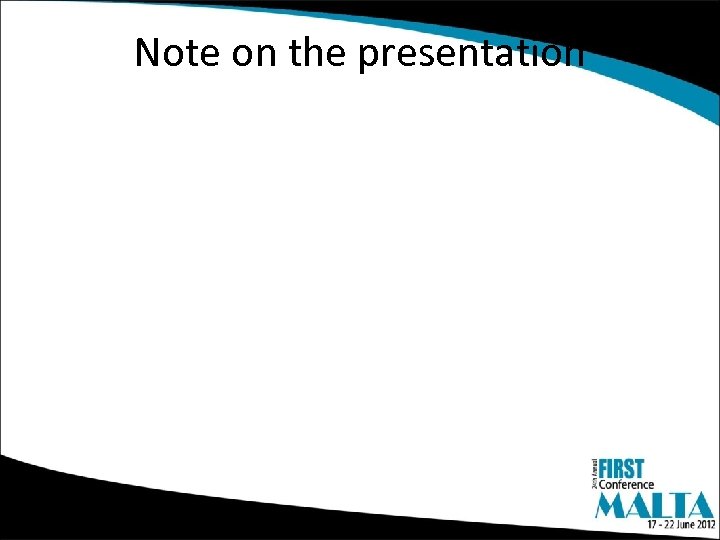 Note on the presentation 