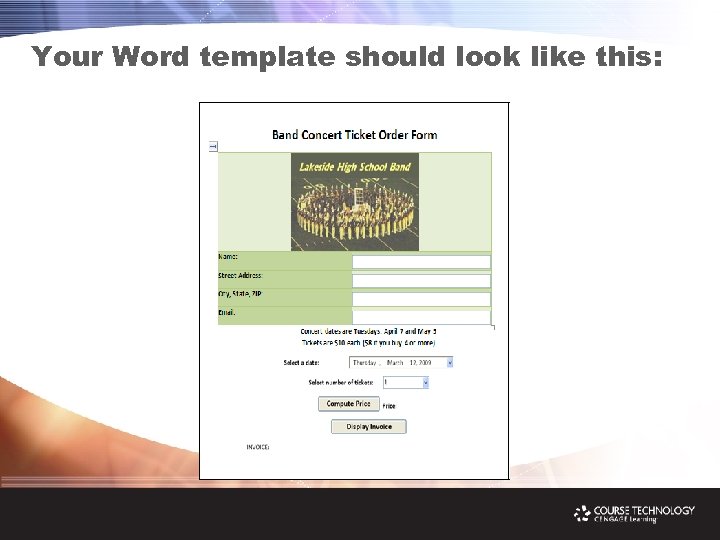 Your Word template should look like this: 
