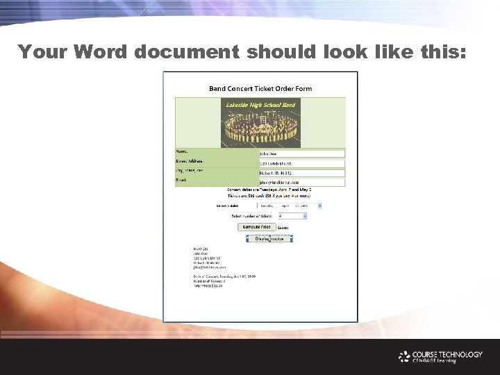 Your Word document should look like this: 