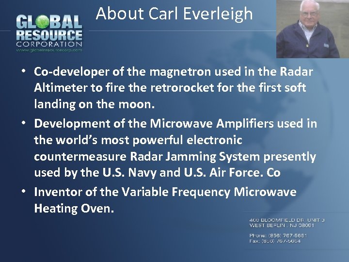 About Carl Everleigh • Co-developer of the magnetron used in the Radar Altimeter to