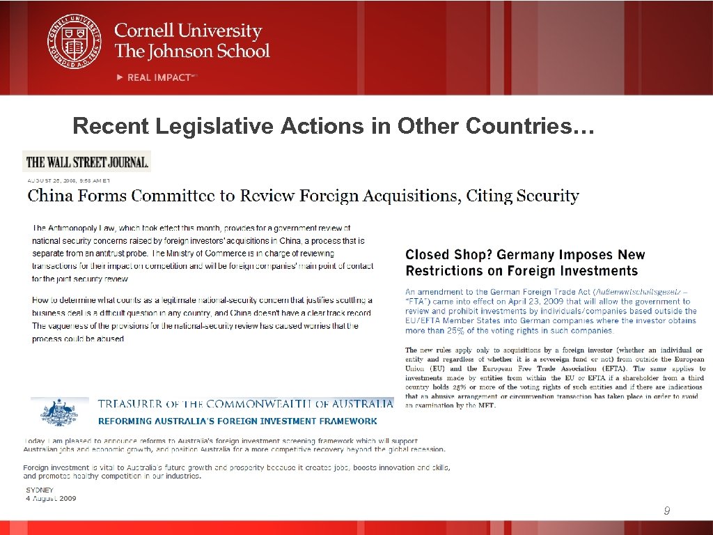 Recent Legislative Actions in Other Countries… 9 