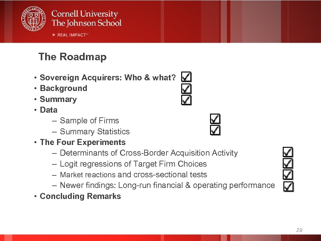 The Roadmap • • Sovereign Acquirers: Who & what? Background Summary Data – Sample
