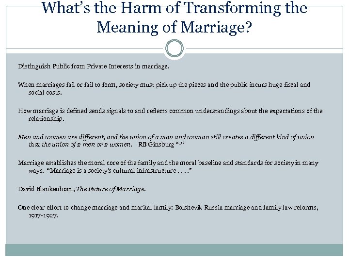 What’s the Harm of Transforming the Meaning of Marriage? Distinguish Public from Private Interests