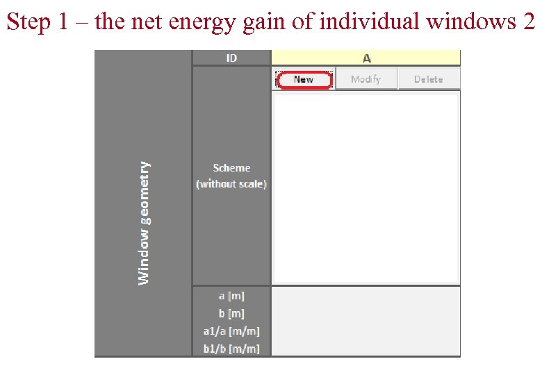 Step 1 – the net energy gain of individual windows 2 