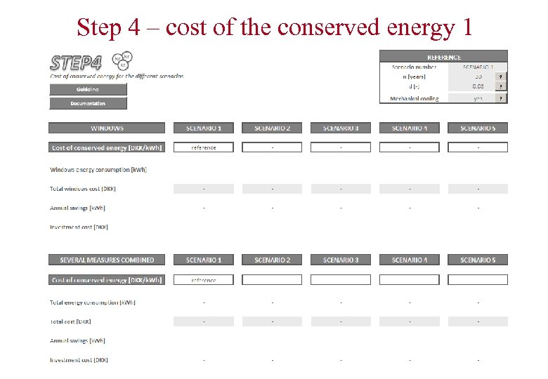 Step 4 – cost of the conserved energy 1 