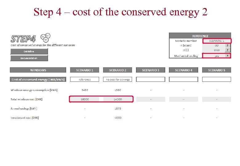 Step 4 – cost of the conserved energy 2 