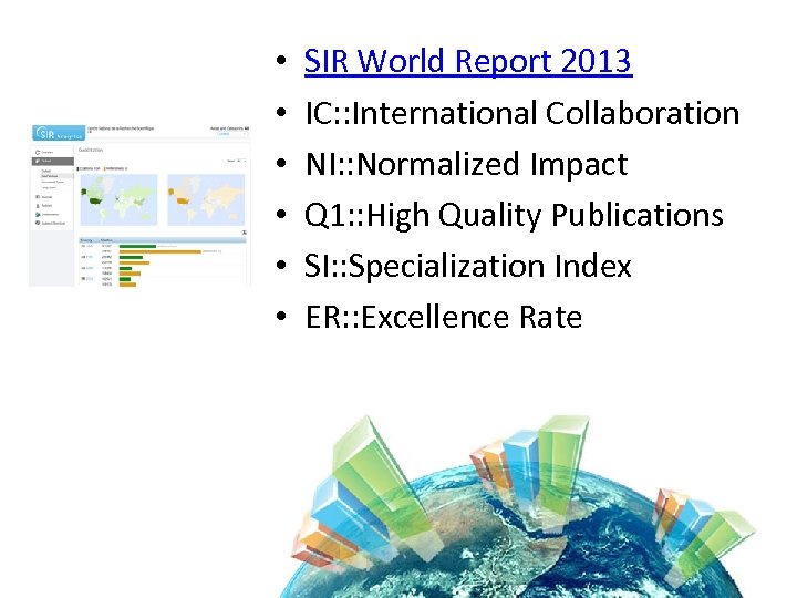  • • • SIR World Report 2013 IC: : International Collaboration NI: :