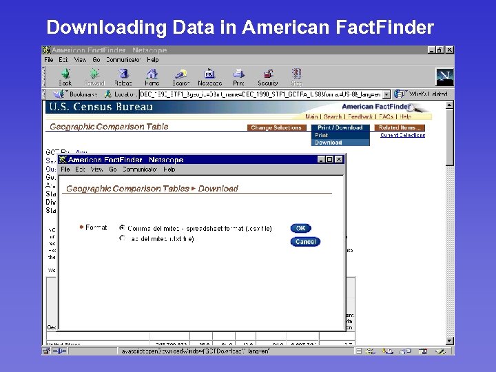 Downloading Data in American Fact. Finder 