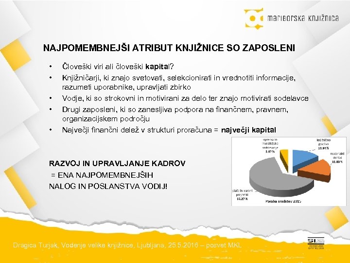 NAJPOMEMBNEJŠI ATRIBUT KNJIŽNICE SO ZAPOSLENI • • • Človeški viri ali človeški kapital? Knjižničarji,