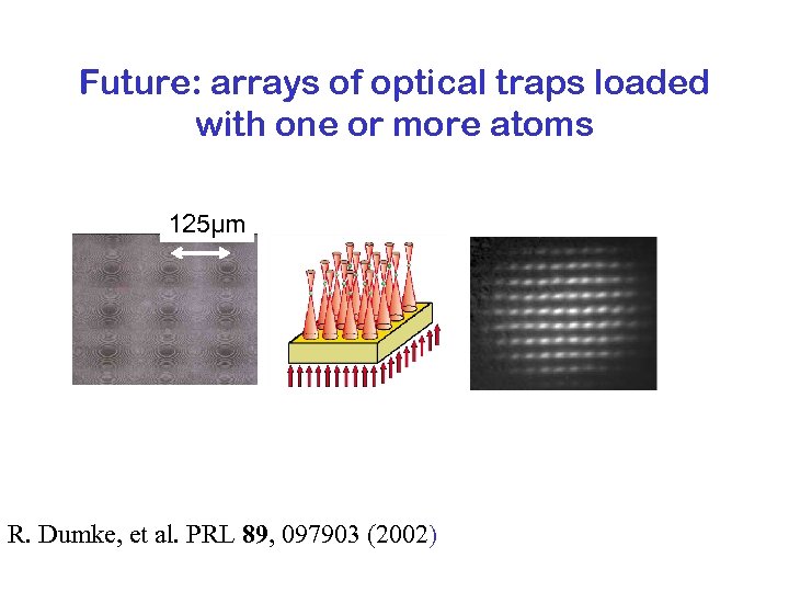 Future: arrays of optical traps loaded with one or more atoms 125µm R. Dumke,