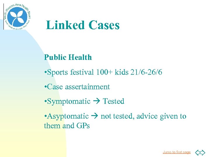 Linked Cases Public Health • Sports festival 100+ kids 21/6 -26/6 • Case assertainment