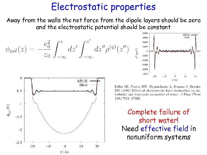 Electrostatic properties Away from the walls the net force from the dipole layers should