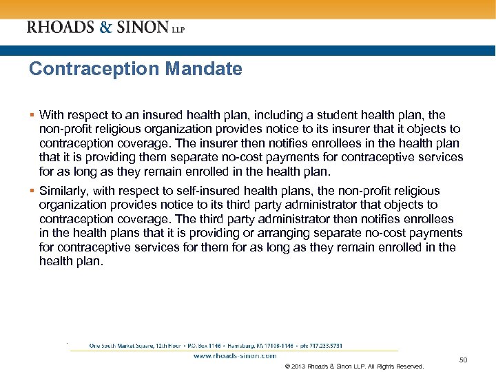 Contraception Mandate § With respect to an insured health plan, including a student health