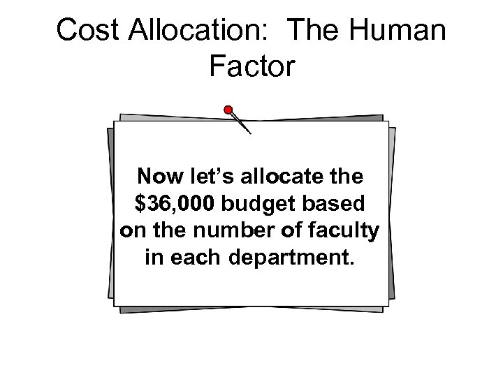 Cost Allocation: The Human Factor Now let’s allocate the $36, 000 budget based on