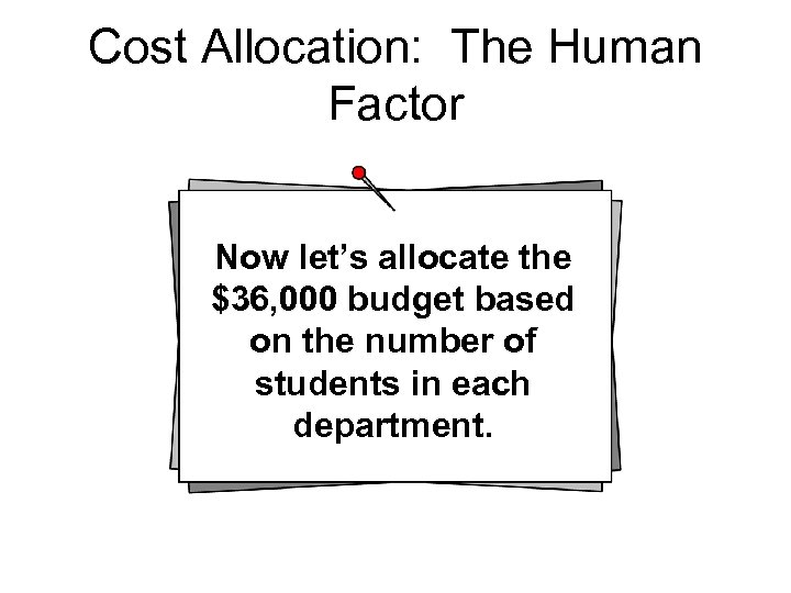 Cost Allocation: The Human Factor Now let’s allocate the $36, 000 budget based on