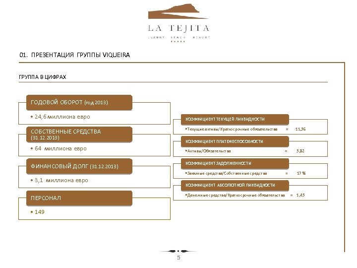  01. ПРЕЗЕНТАЦИЯ ГРУППЫ VIQUEIRA ГРУППА В ЦИФРАХ ГОДОВОЙ ОБОРОТ (год 2013) • 24,