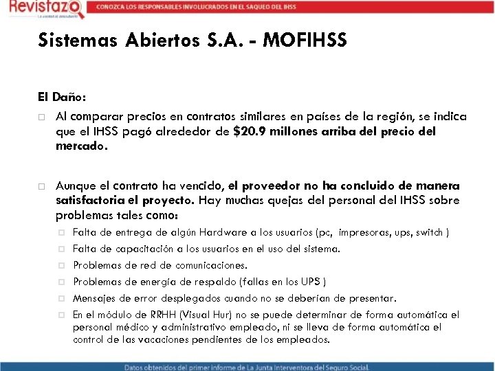 Sistemas Abiertos S. A. - MOFIHSS El Daño: Al comparar precios en contratos similares