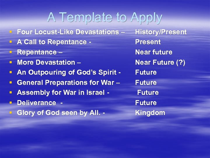A Template to Apply § § § § § Four Locust-Like Devastations – A