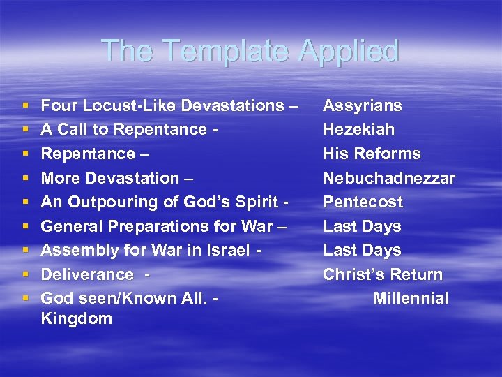 The Template Applied § § § § § Four Locust-Like Devastations – A Call
