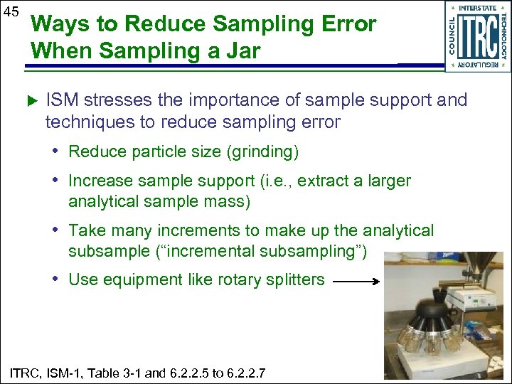 45 Ways to Reduce Sampling Error When Sampling a Jar u ISM stresses the