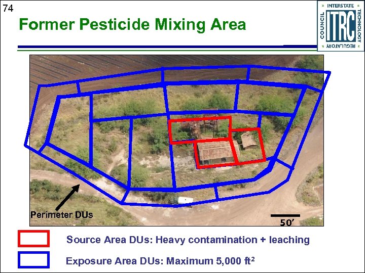 74 Former Pesticide Mixing Area Perimeter DUs 50’ Source Area DUs: Heavy contamination +
