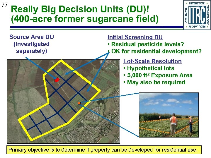77 Really Big Decision Units (DU)! (400 -acre former sugarcane field) Source Area DU
