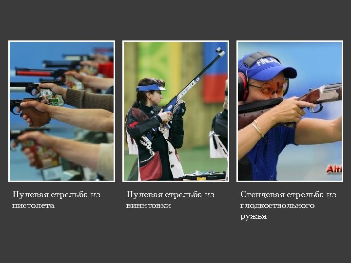 Пулевая стрельба из пистолета Пулевая стрельба из виннтовки Стендевая стрельба из глодкоствольного ружья 