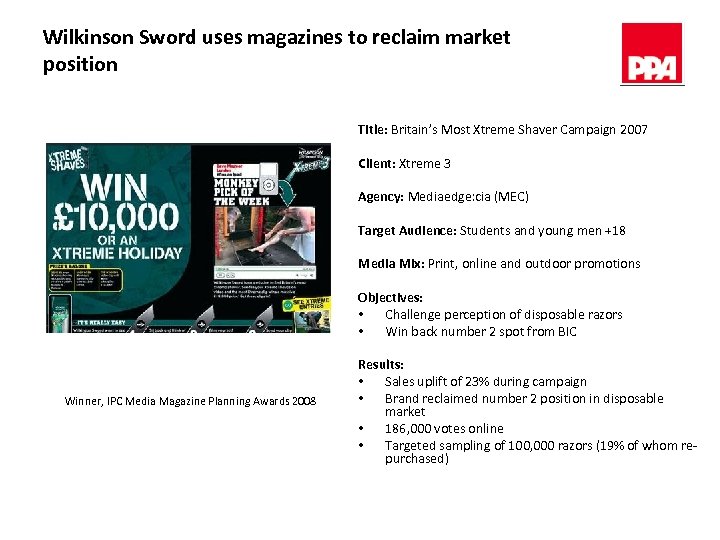 Wilkinson Sword uses magazines to reclaim market position Title: Britain’s Most Xtreme Shaver Campaign