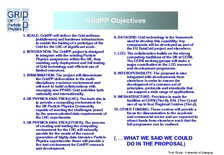 Grid. PP Objectives 1. SCALE: Grid. PP will deliver the Grid software (middleware) and
